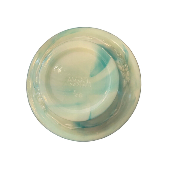 VINTAGE AVON AQUA BLUE GREEN MINI BOWL AND PITCHER SET JADITE  GLASS ROSES - Picture 7 of 10